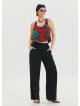 Thick Strap Asymmetric Cut Black Authentic Blouse 4634